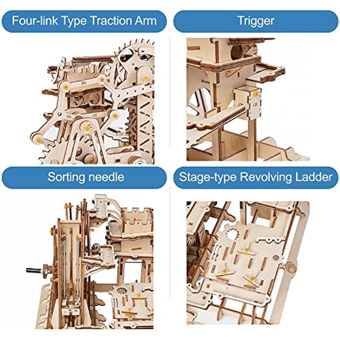 ROKR 3D WOODEN MARBLE RUN PUZZLE CRAFT TOY, GIFT FOR ADULTS & TEEN BOYS GIRLS, AGE 14+, DIY MODEL BUILDING KITS - TOWER COASTER - Image 4